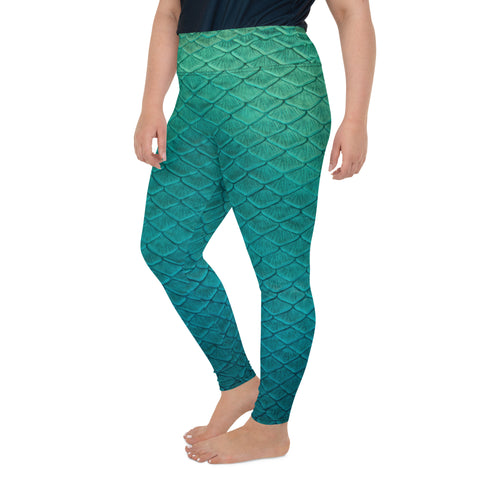 Sea Sapphire Print Plus Size Leggings