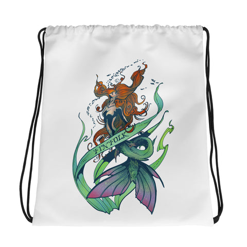 Curious Kraken Drawstring Bag