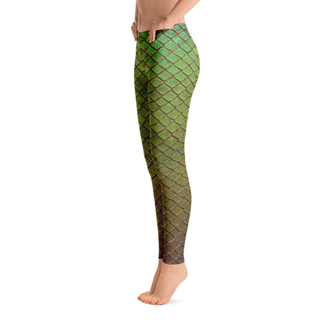 Mermaid By Land Leggings: Green