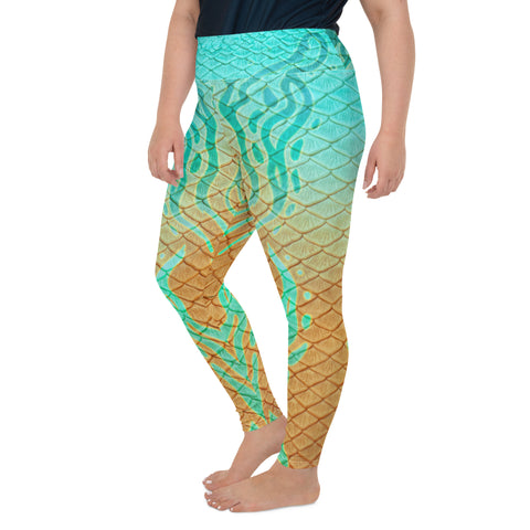 Sea Sapphire Print Plus Size Leggings