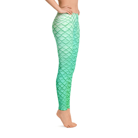 Mermaid By Land Leggings: Green