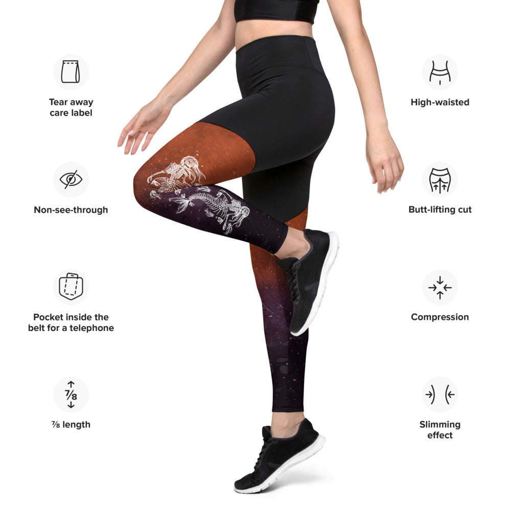 Deadly Depths: Halloween Edition Sports Leggings