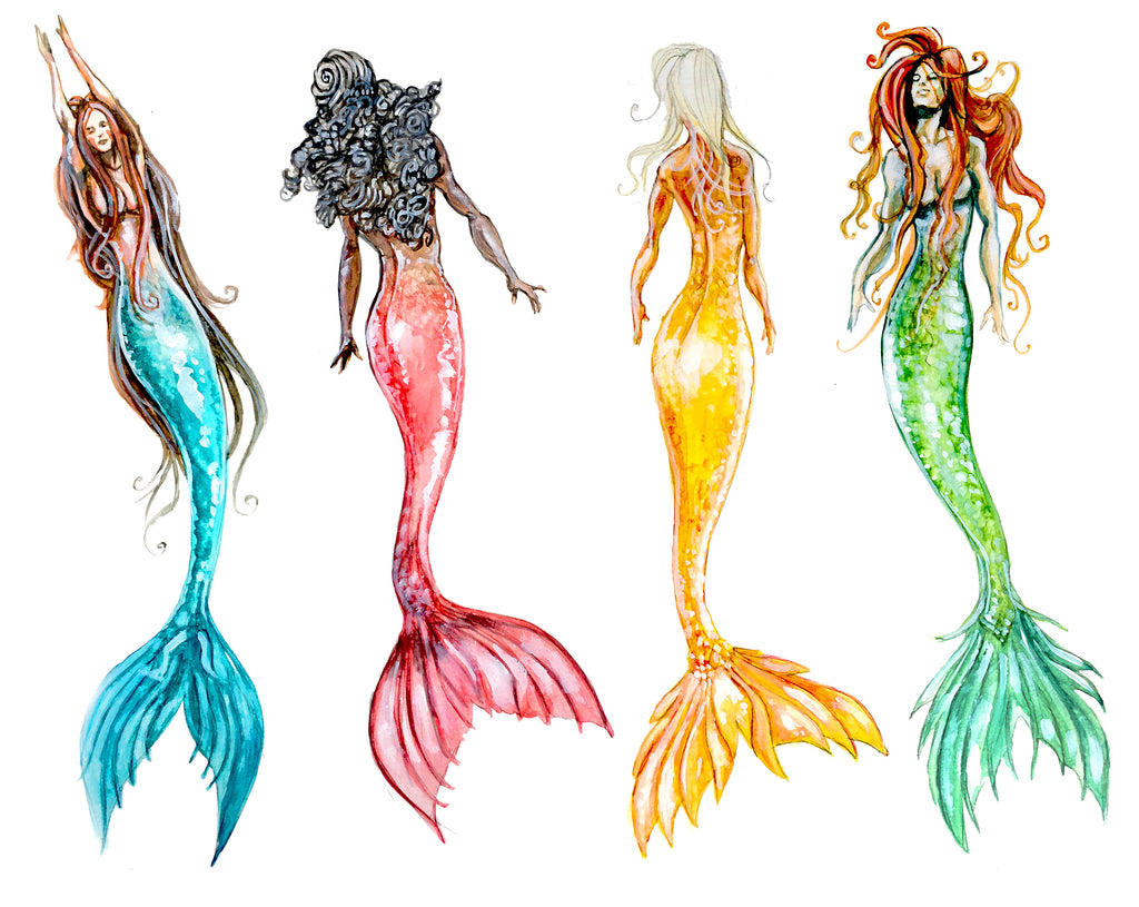 Watercolor Mermaids Sticker Set
